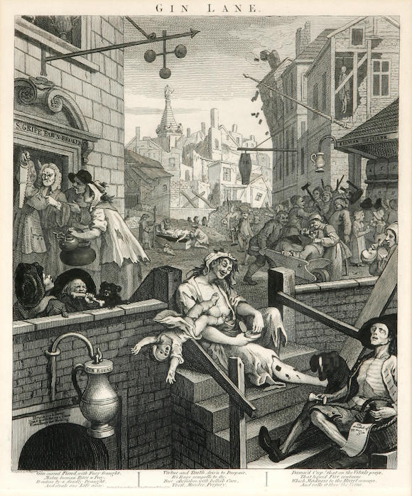 Bonhams : William Hogarth (British, 1697-1764); Beer Street; Gin Lane; (2)