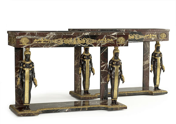 Bonhams : A good pair of Empire style gilt and patinated bronze mounted ...