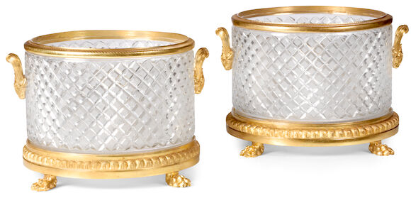 Bonhams : A pair of Neoclassical style gilt bronze mounted cut glass ...