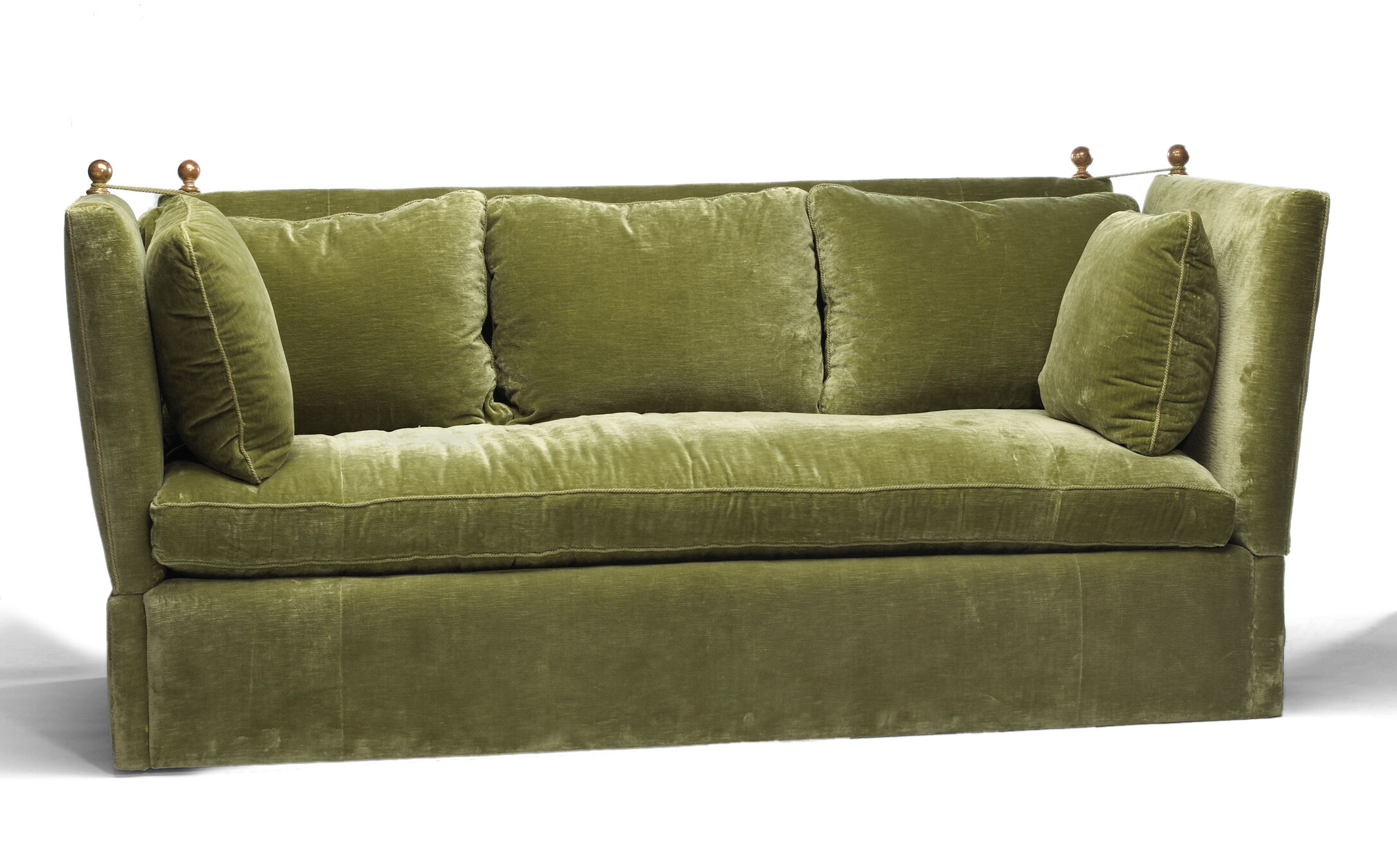 A contemporary Knoll style velvet upholstered sofa
