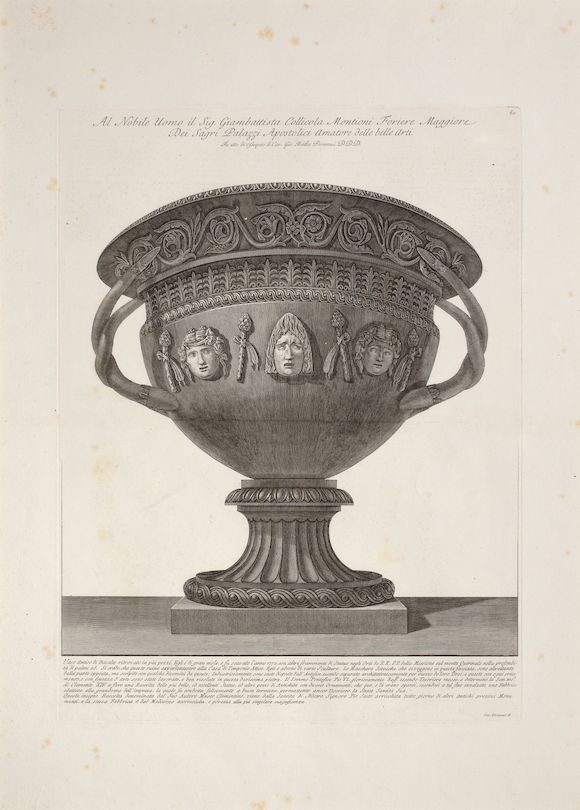 Bonhams Two black and white engravings of classical urns Giovanni