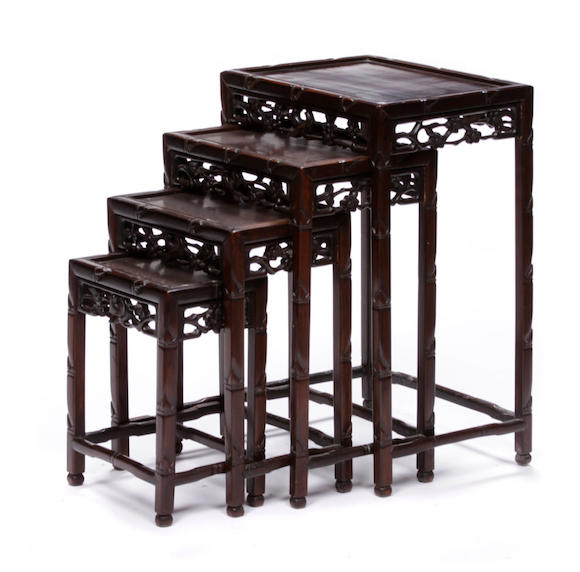 Bonhams : A nest of four Chinese hardwood tables