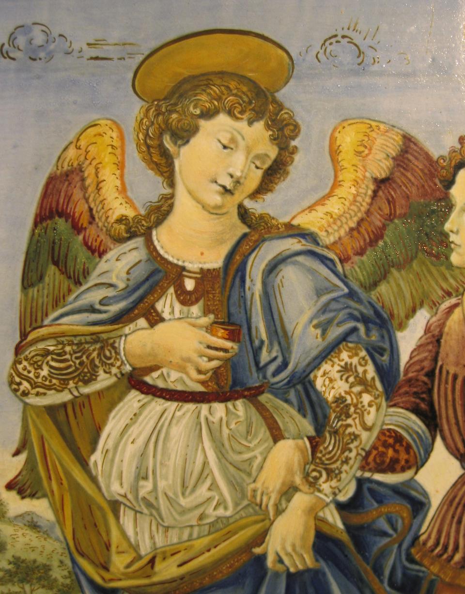 Bonhams : An Italian Maiolica And Luster Plaque: The Archangel Raphael 