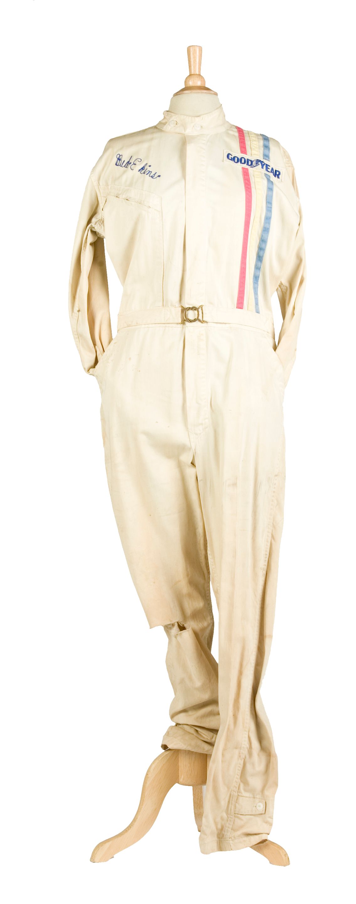 Bonhams Cars : Bud Ekins' white racing overalls with Goodyear stripe,