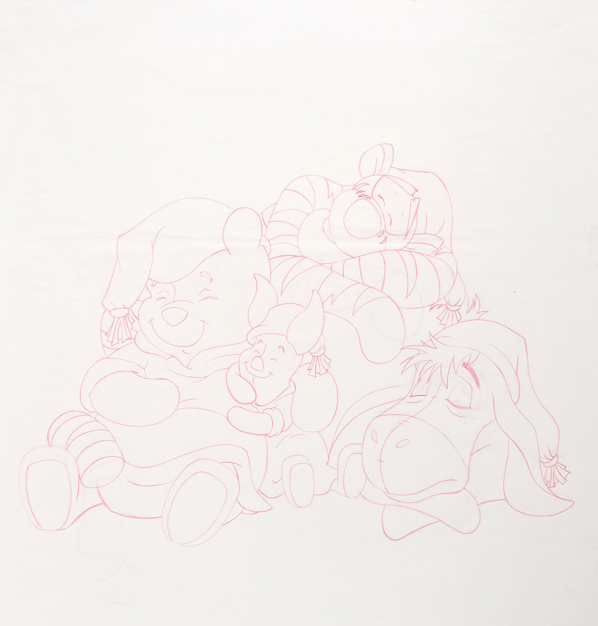 A collection of eleven Winnie the Pooh and his friends drawings for...