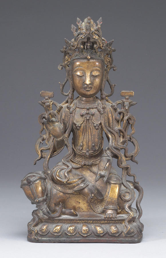 Bonhams : A cast bronze figure of a bodhisattva Ming Dynasty