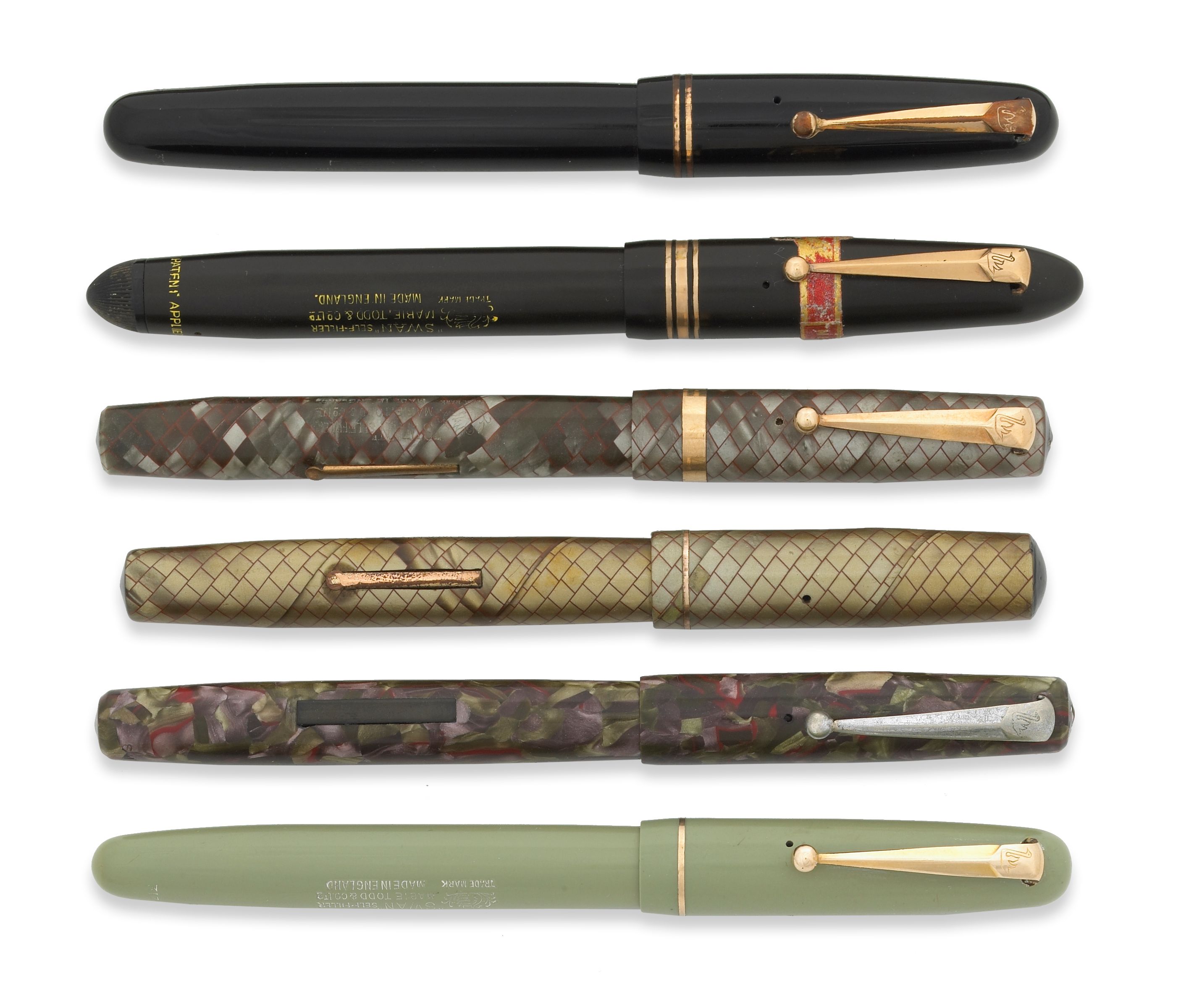 Bonhams Lot of 6 Swan Fountain Pens