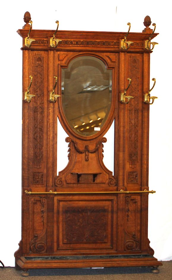 Bonhams A Victorian oak hall tree last quarter 19th century