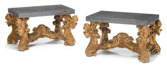 Bonhams : A pair of Italian Baroque style giltwood low occasional ...