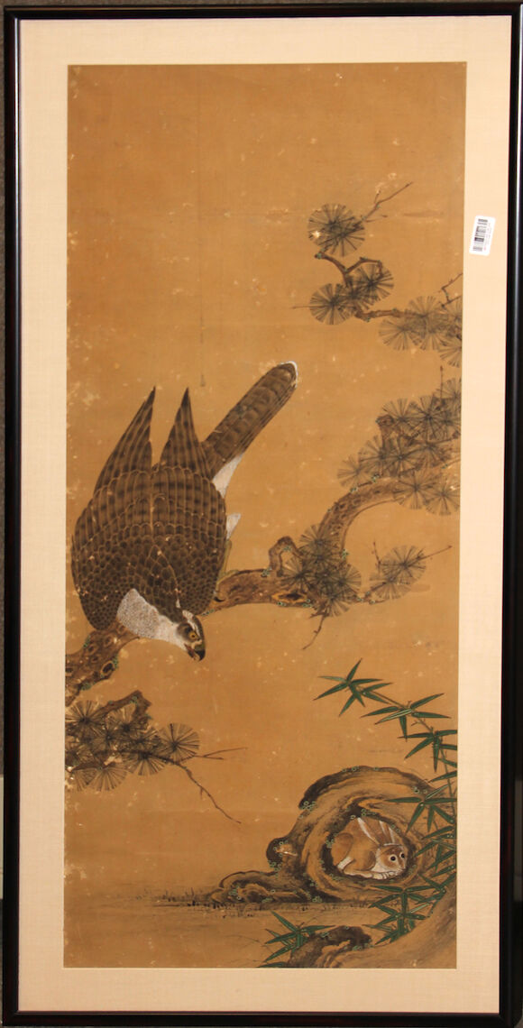Bonhams : Anonymous Hawk pursuing a frightened rabbit