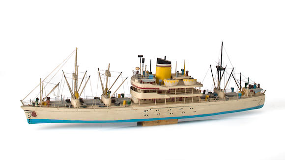 Bonhams : A waterline model of a passenger freighter and a model of a ...