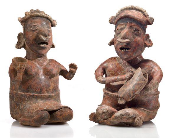 Bonhams : Large Seated Nayarit Couple, Ixtlán del Rio Polychrome Style ...