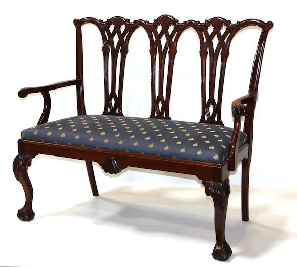 Bonhams : A Chippendale style mahogany triple back settee late 19th century