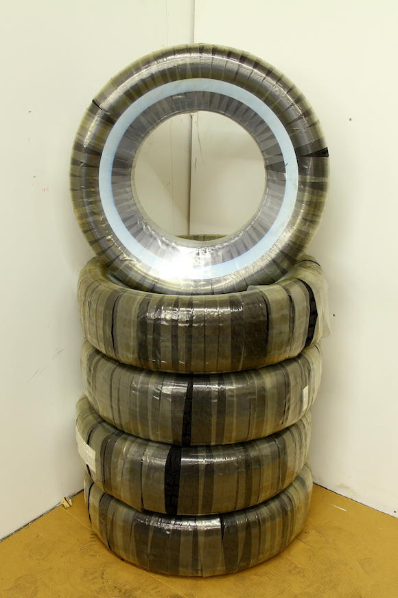 Bonhams : A set of five 235/75R-15 white wall tires,