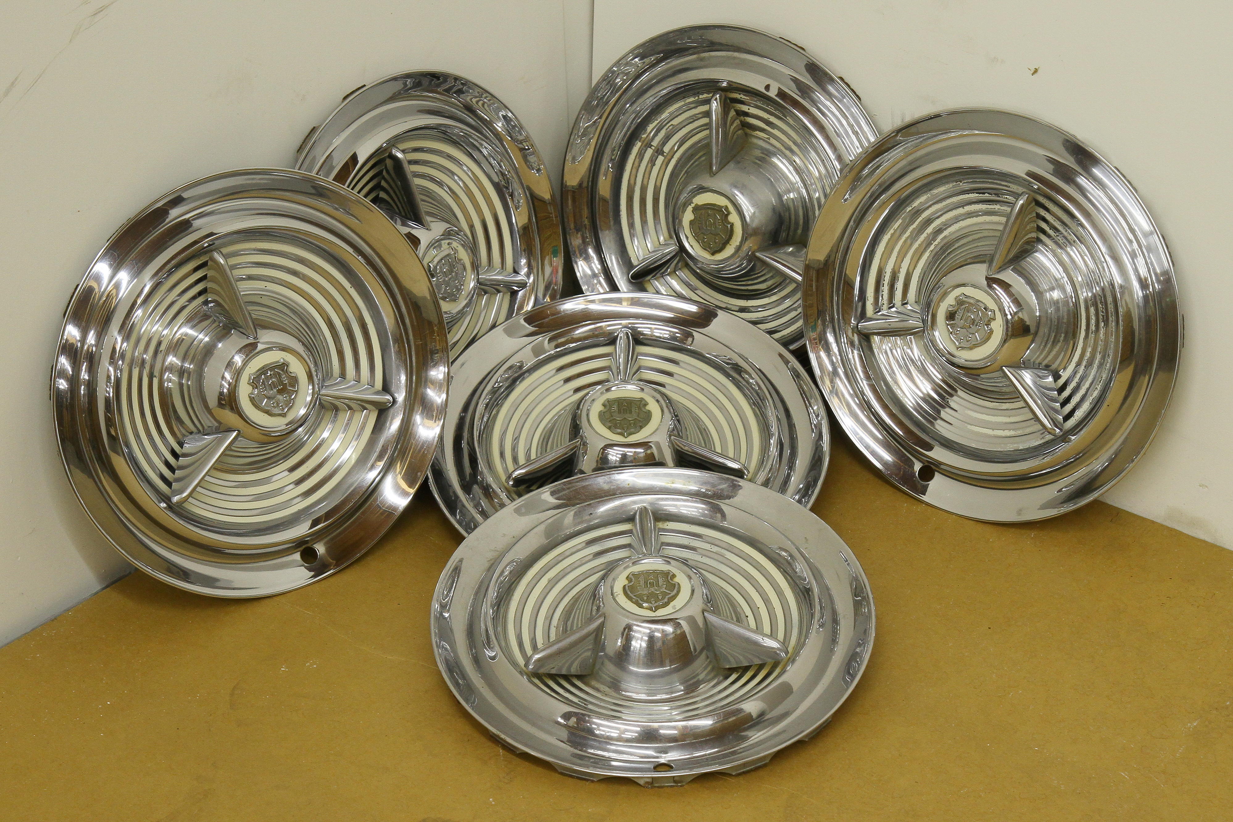 Bonhams Cars : A set of six reproduction 1953 Oldsmobile 98 hubcaps,