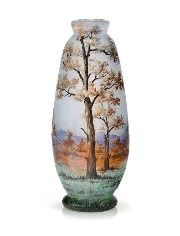 Bonhams A Daum Nancy Enameled Cameo Glass Landscape Vase Circa 1900 0139