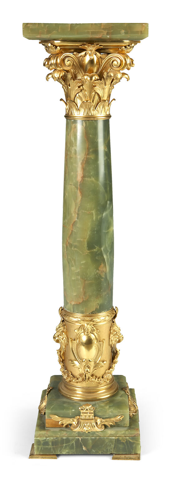 Bonhams : A Louis XVI style gilt bronze mounted onyx pedestal late 19th ...