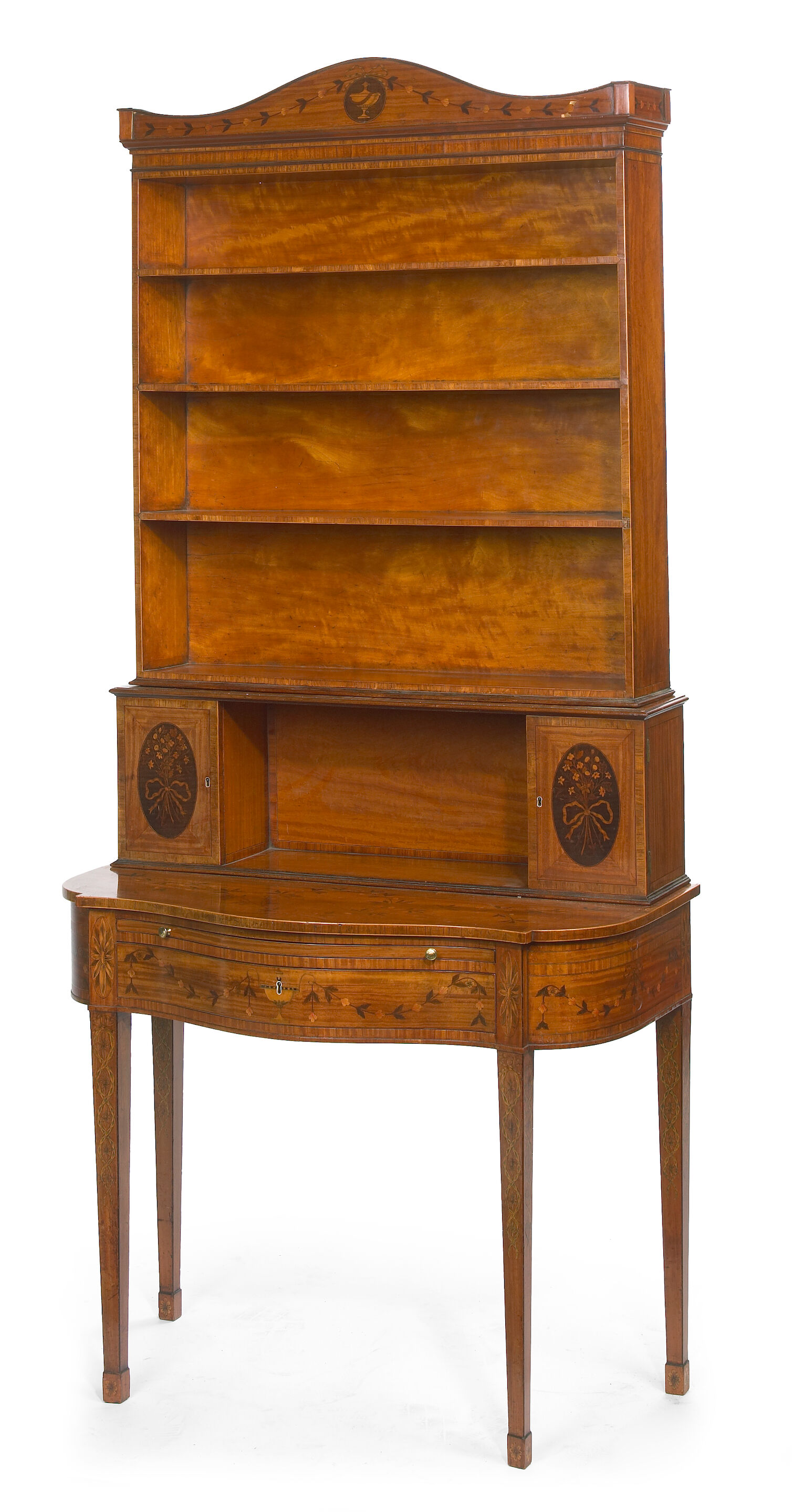 A good and unusual George III marquetry inlaid rosewood crossban