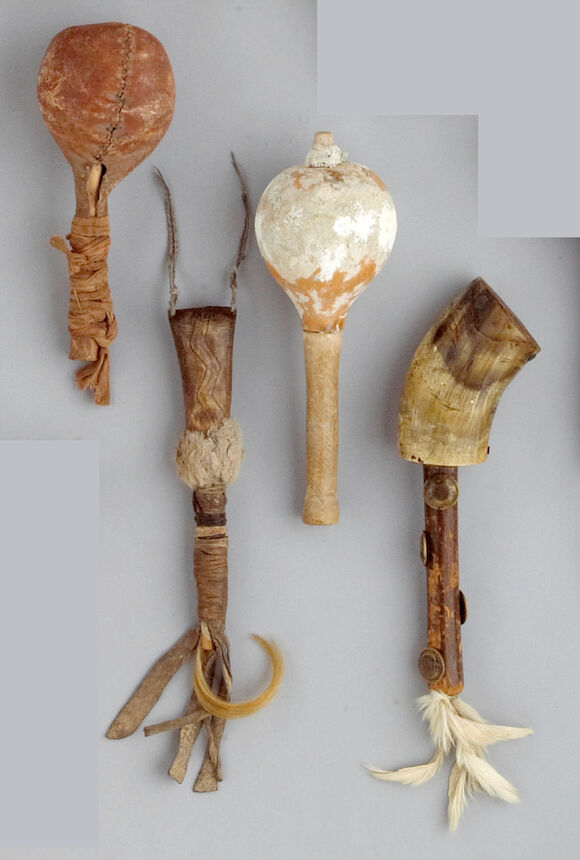 Bonhams : Four Native American rattles