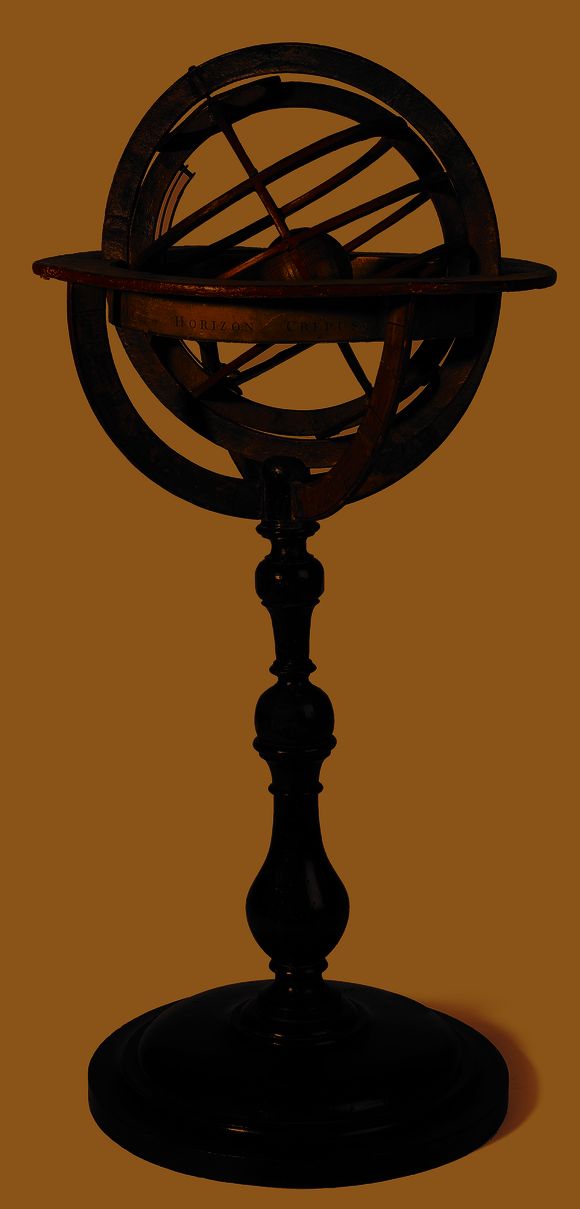 Bonhams A French paper and pasteboard and stained walnut armillary sphere second half 18th century