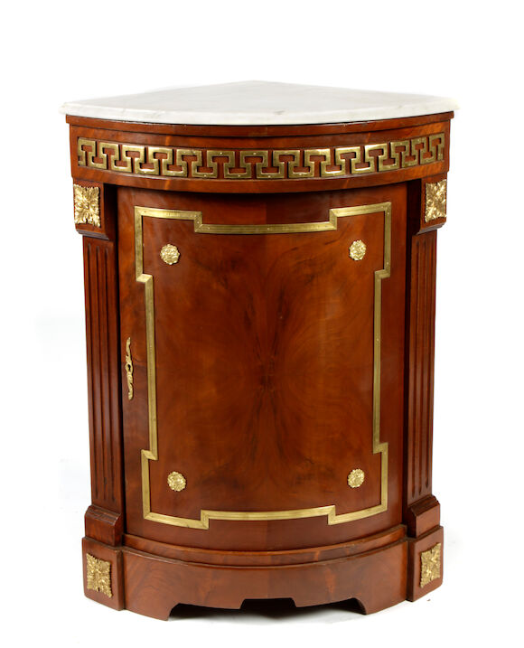 Bonhams : A pair of Louis XVI style gilt bronze mounted mahogany corner ...