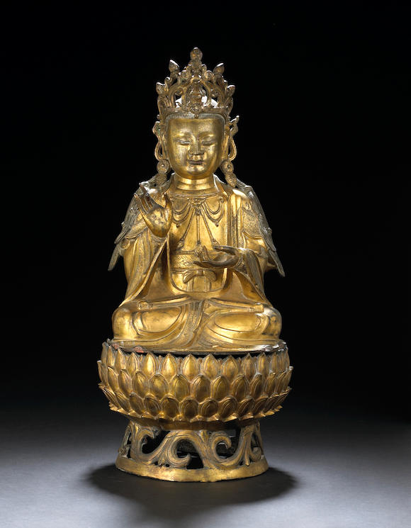 Bonhams : A fine gilt bronze figure of the Mahasthamaprapta Bodhisattva ...