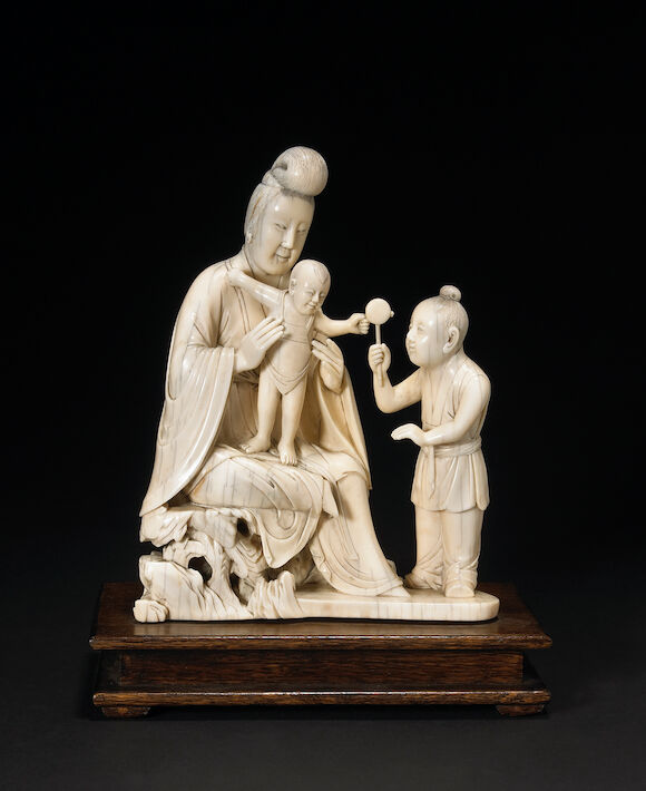 Bonhams : A carved ivory figural group 18th/19th Century