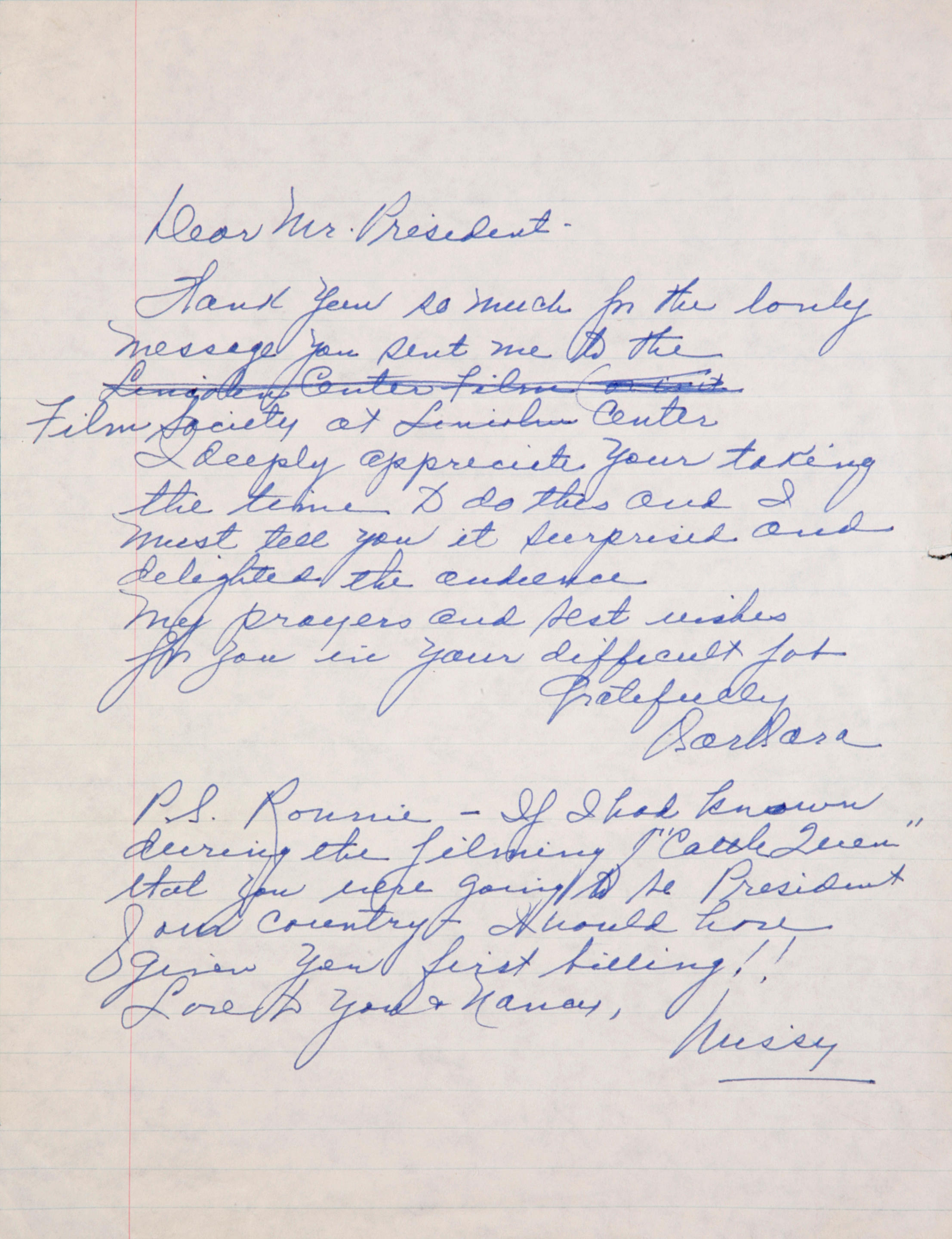 Bonhams : Barbara Stanwyck letter to President Reagan