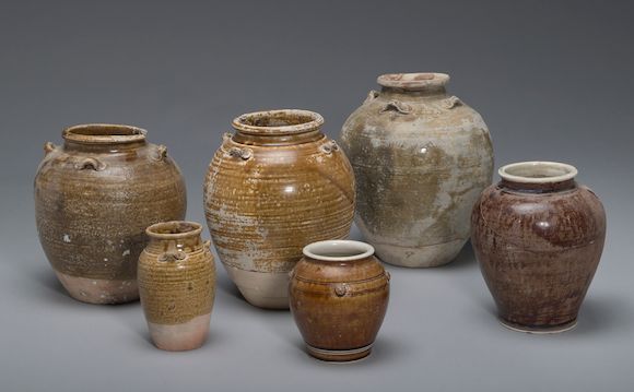 Bonhams : A group of six glazed pottery jars Vietnam, late 15th/early ...