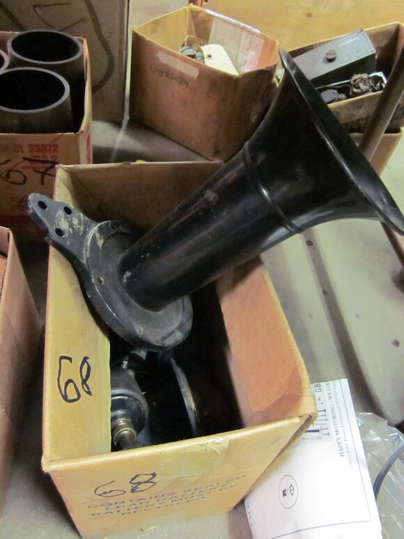 Bonhams A large Klaxon horn and assorted Klaxon parts.