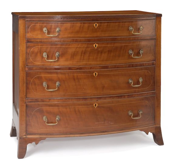 Bonhams A Federal inlaid cherry bow front chest of drawers early 19th