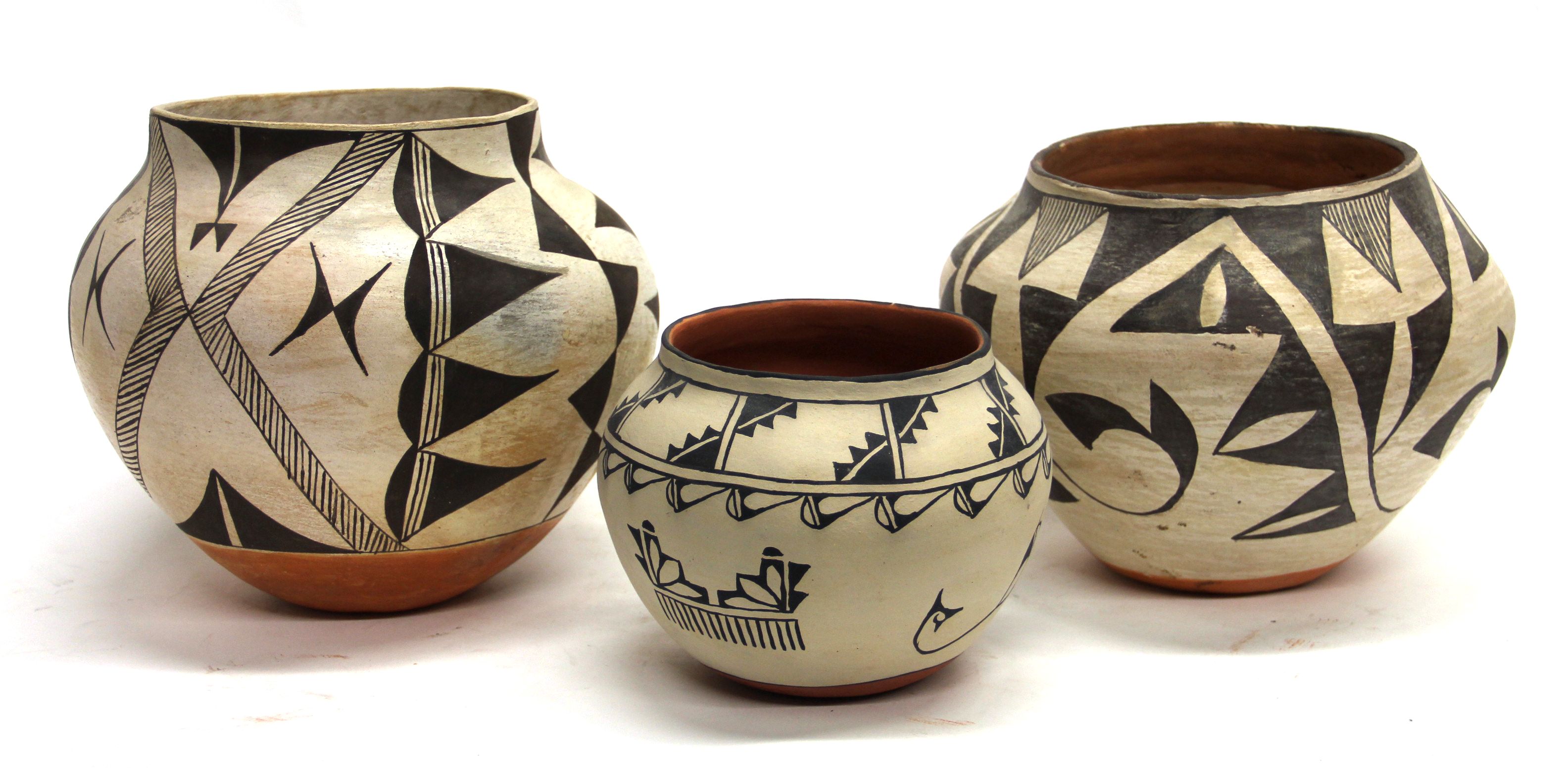 Three Pueblo jars