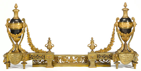 Bonhams : A pair of Louis XVI style gilt and patinated bronze chenets ...