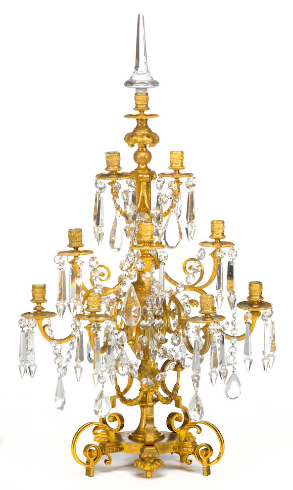 Bonhams : A Louis XVI style gilt bronze and cut glass nine light ...