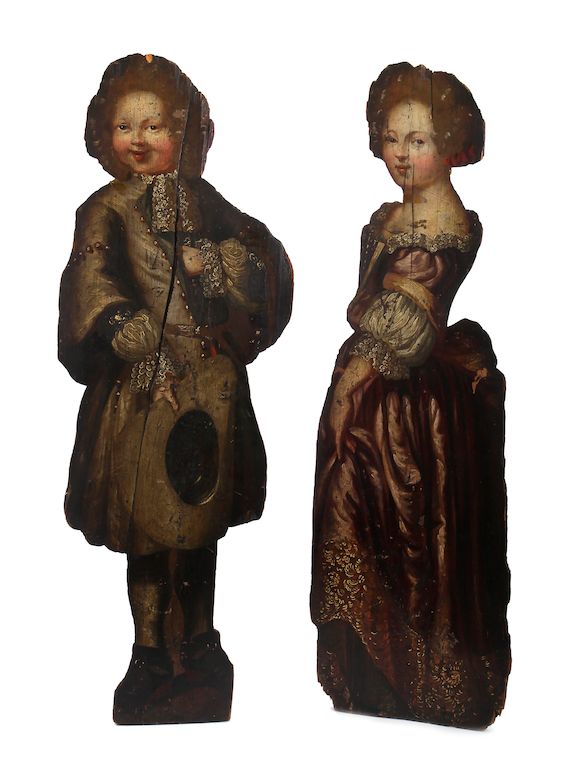Bonhams Two English painted wood dummy boards 18th/19th century