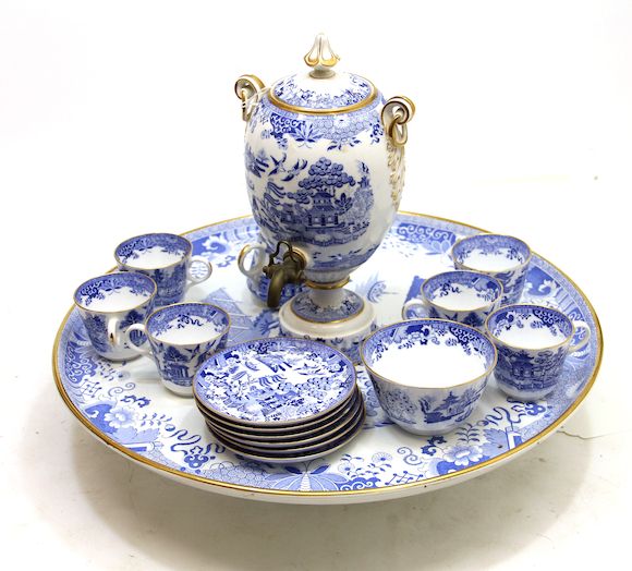 Bonhams A Copeland bone china blue and white tea service and a Minton