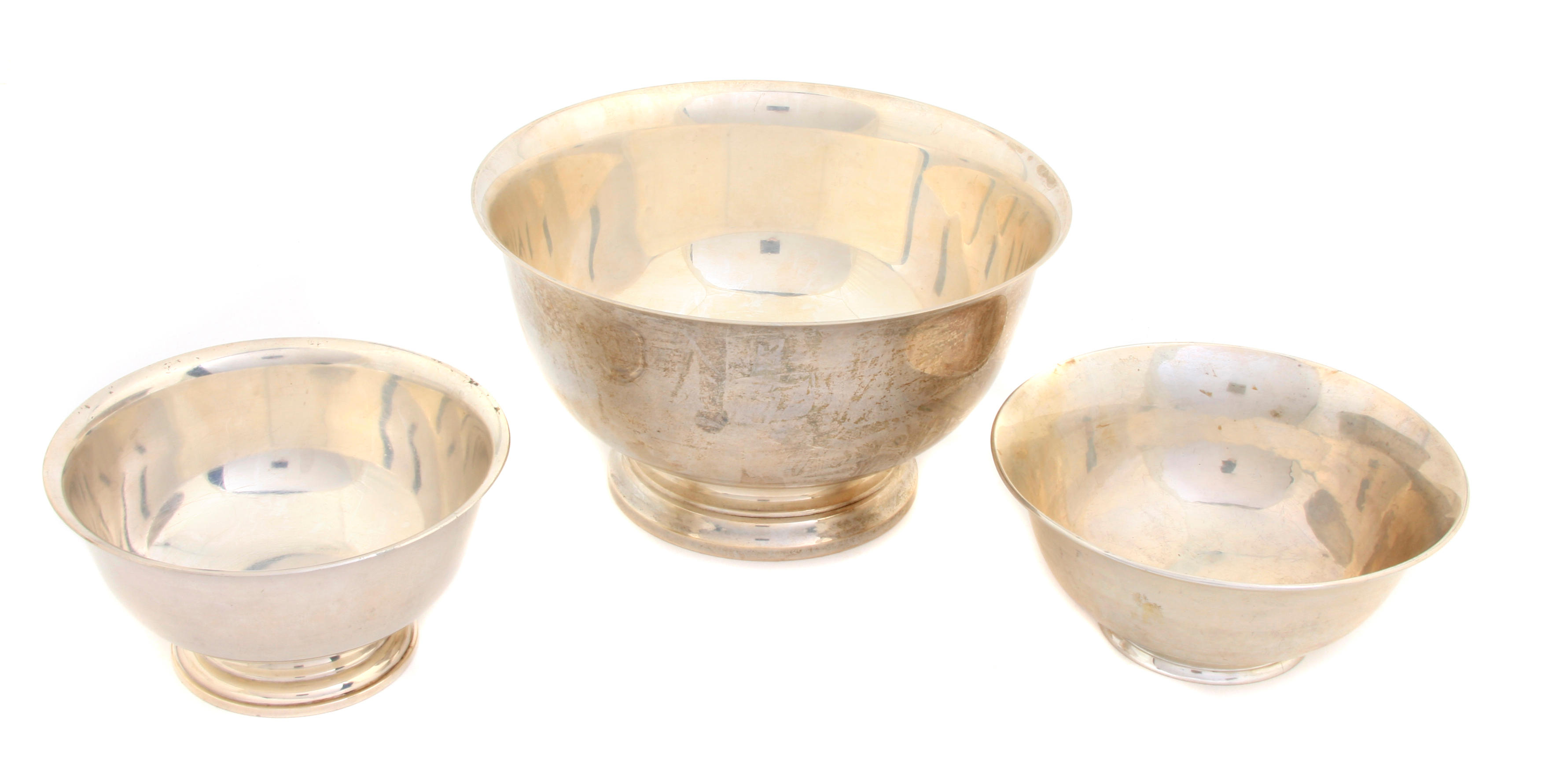 A group of six American sterling silver 'Revere' style bowls