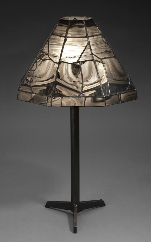 Bonhams Natural Midnight Lace Obsidian Leaded Lamp Shade