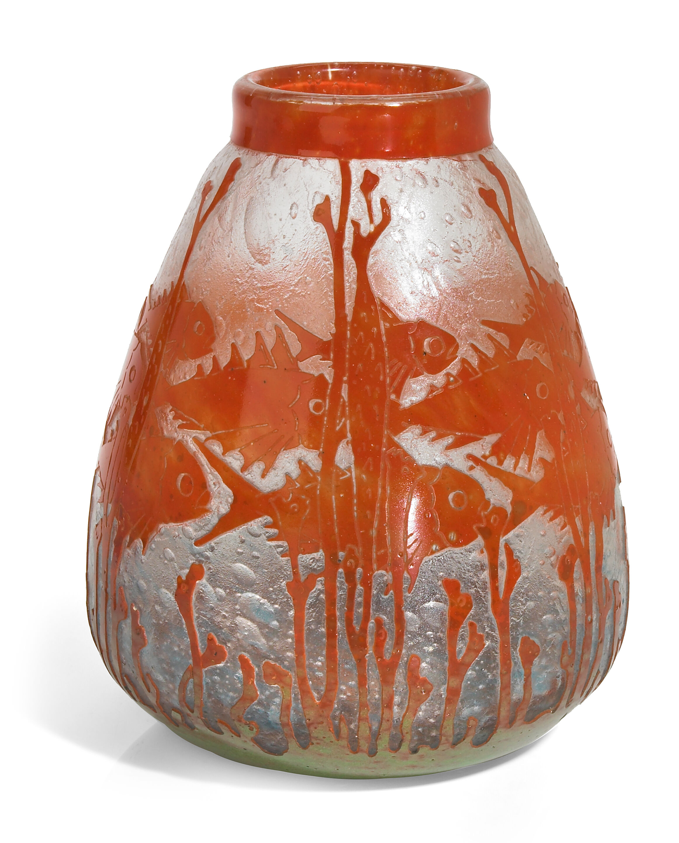A Le Verre Français cameo glass vase: Poissons 1927-1929