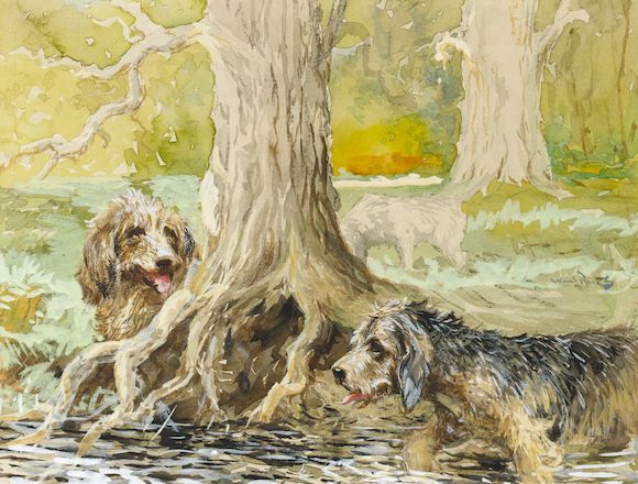 Bonhams : Reuben Ward Binks (British, 1880-1950) Two Otterhounds ...