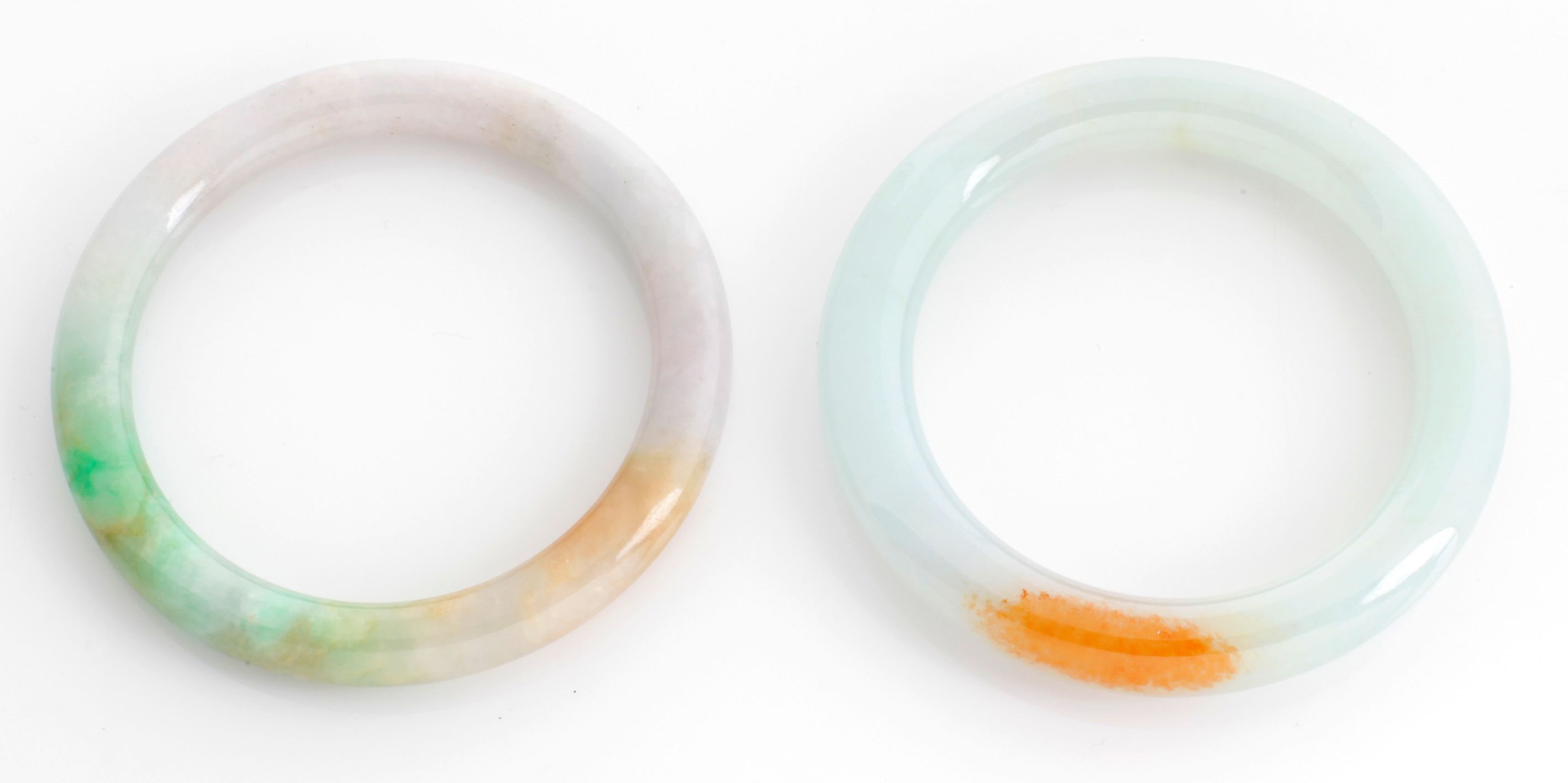 Two jadeite jade bangle bracelets