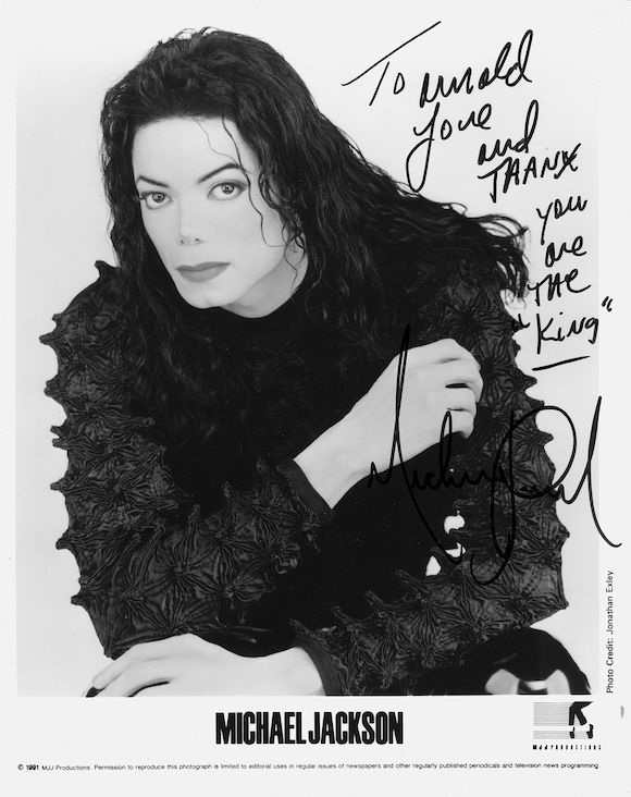 Bonhams Michael Jackson inscribed and signed photograph