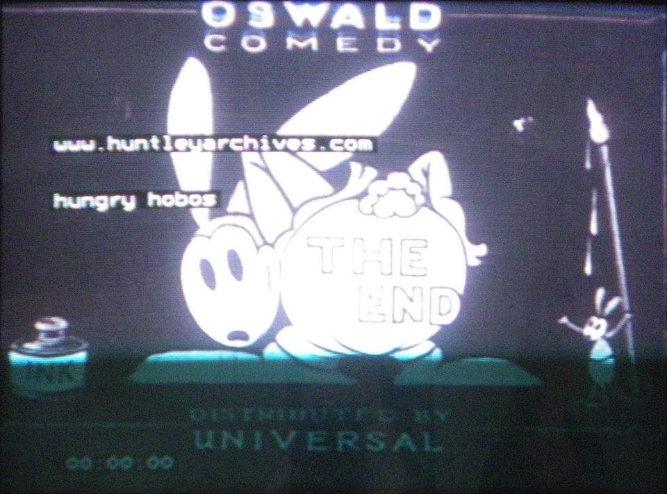 Walt Disney Hungry Hobos, 1928, the only known copy of the film previously recorded as lost, featuring Oswald The Lucky Rabbit and Peg Leg Pete,