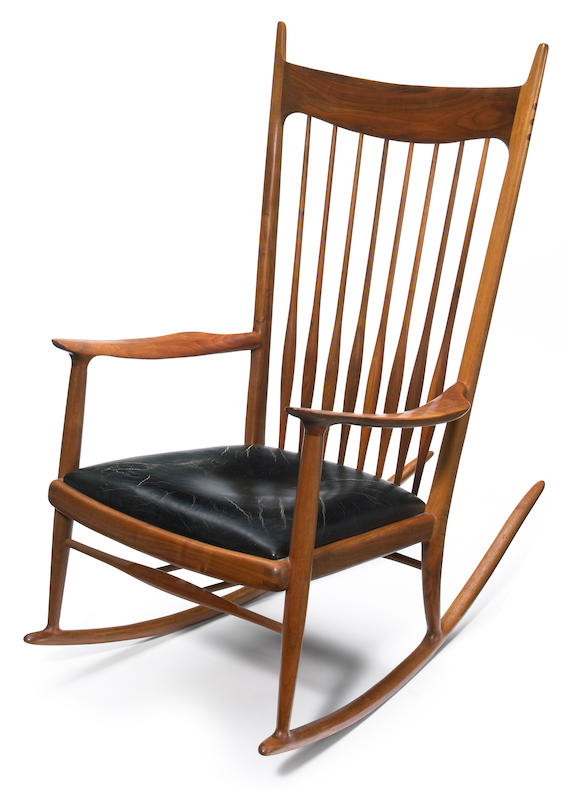 Bonhams : Sam Maloof (American, 1916-2009) Spindle-back rocking chair ...