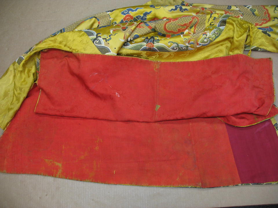 Bonhams : A fine imperial yellow silk brocade chuba Late Ming/early ...