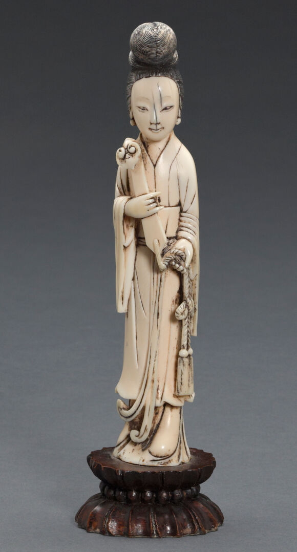 Bonhams : A carved ivory figure of a beauty 19th century