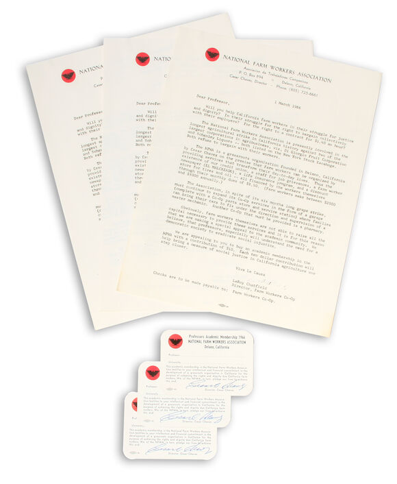 Bonhams : CHAVEZ, CESAR. 1927-1993. 31 Printed Cards Signed (