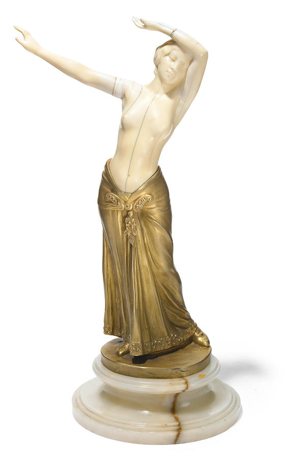 Bonhams A Charles Arthur Muller Bronze And Ivory Figure Of A Dancer Early 20th Century 