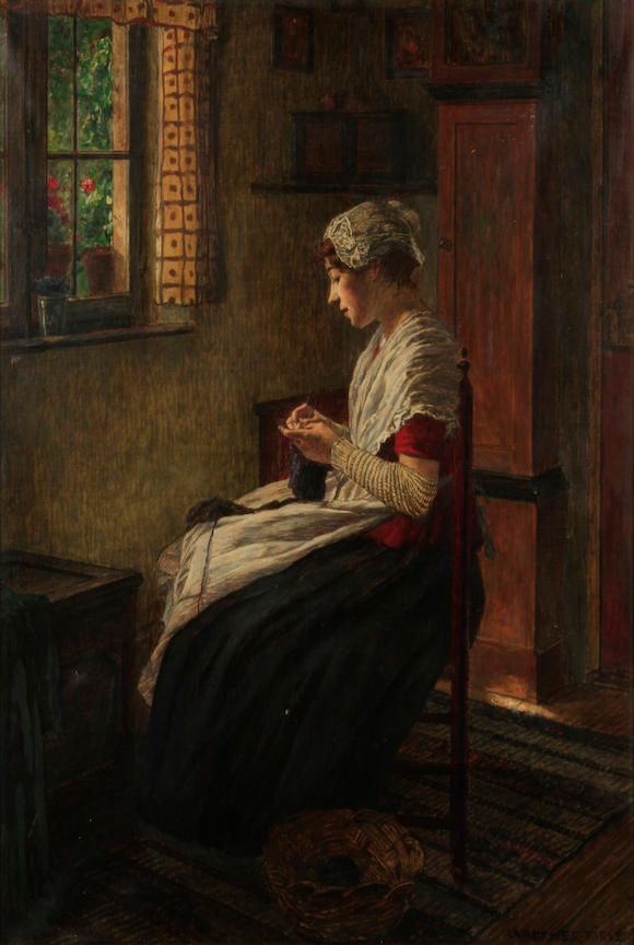 Bonhams : Walter Firle (German, 1859-1929) An interior scene with a ...