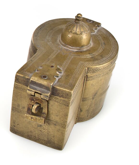 Bonhams : A brass ritual lingham box North India, 19th century